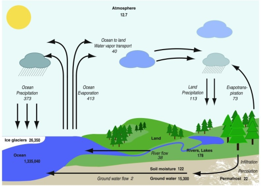 Schematic Of The Global Hydrologic Cycle The Reservoir Open I