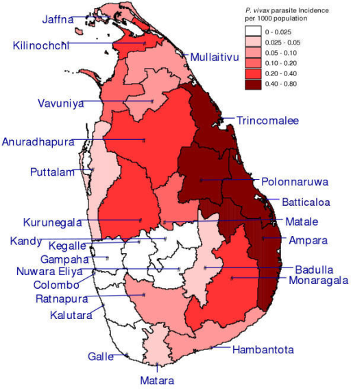 Parasite incidence of Plasmodium vivax. Map of the dist | Open-i