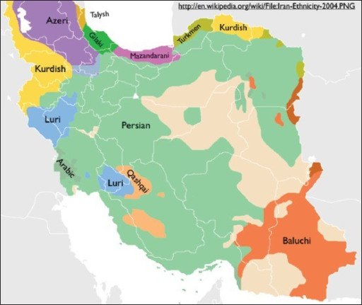 Geographic distribution of Iranian ethnic groups. Color | Open-i