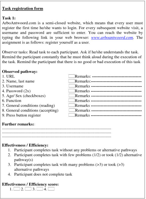 example of a usability task observation form task 1 open i observation form