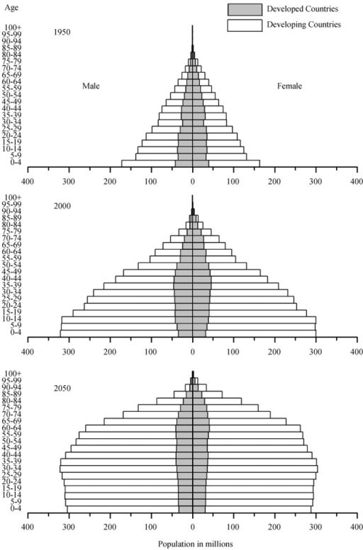 World Population By Age And Sex 19502050 Distribut Open I 0244