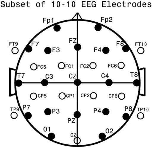 Standard Eeg Electrode Names And Positions Head In Ver Open I