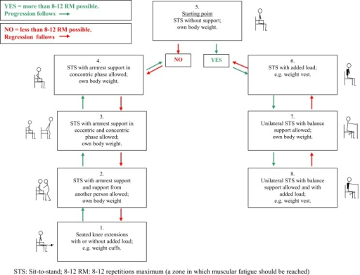 Progression model for loaded sit to stand exercise STA Open i