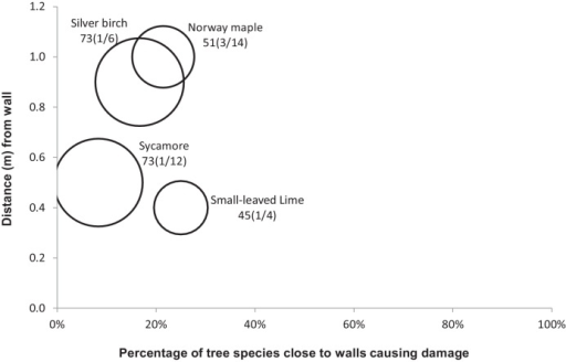 Mean tree height (H) and tree diameter at breast height (DBH) of Norway