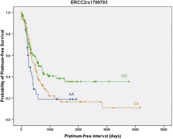 A Kaplan-Meier plot for six groups associated with colony survival