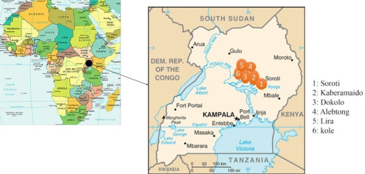 Map Of Uganda Showing The Six 6 Districts From Which Open I 2512