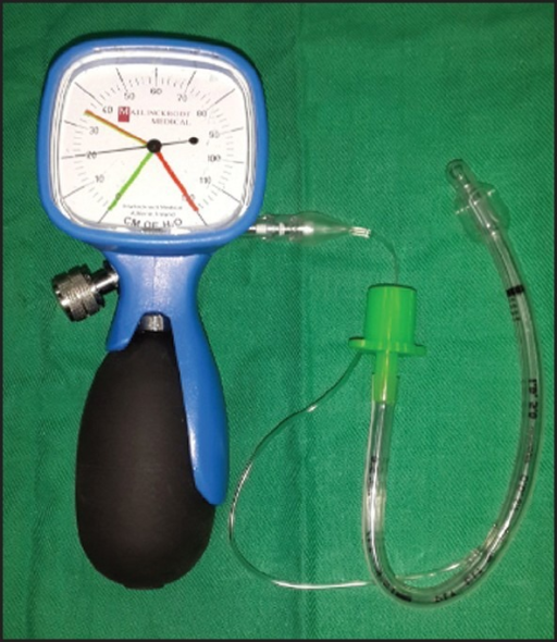 Mallinckrodit cuff pressure gauge connected to Microcuf | Open-i