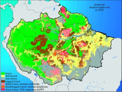 A map of Amazonia 2030, showing drought-damaged, logged | Open-i